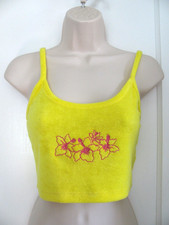 UO Urban Outfitters S Small Yellow  Raspberry Embroidered Crop Tank Top NWT