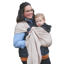 Nalakai Luxury Ring Sling Baby Carrier, Soft Warm Sand Beige Longer Length 