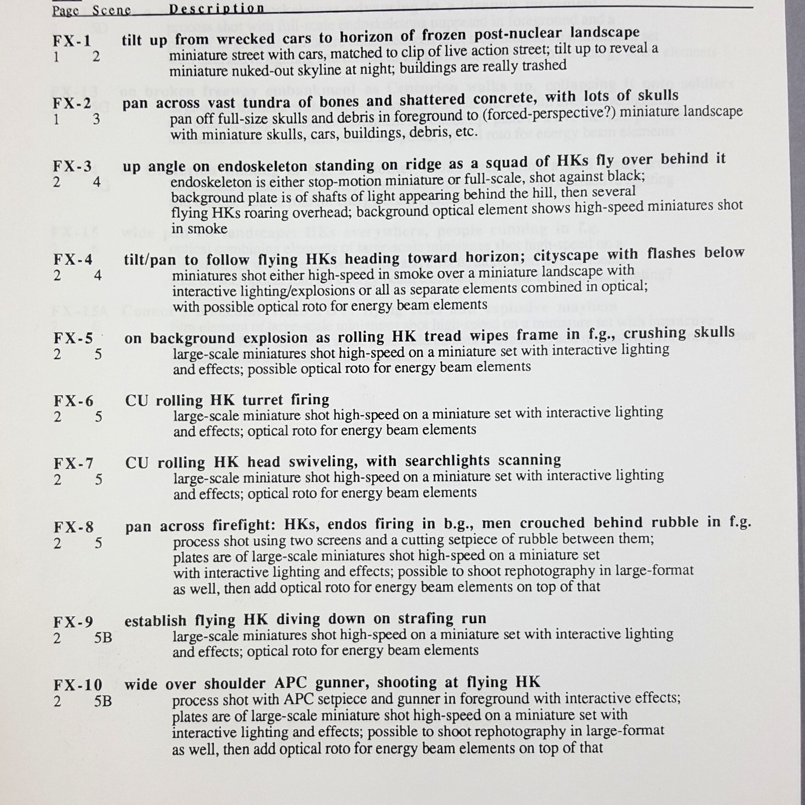 Image 4 of Terminator 2 - Production Used Future War Effects List from Lightstorm Office