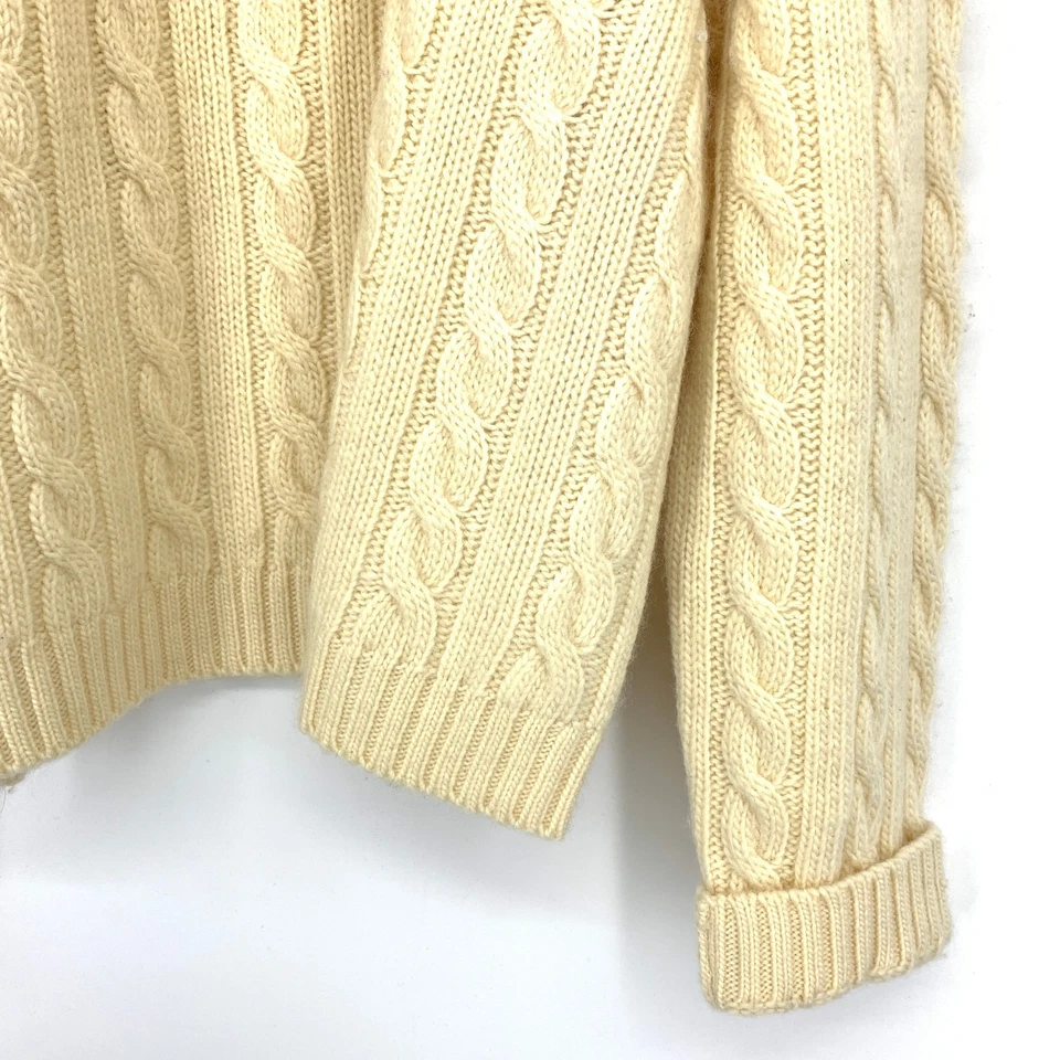 Polo deportivo Ralph Lauren vintage para hombre talla grande crema tejido con cable suéter de lana Foto 4 de 4