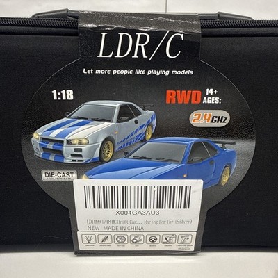 LDRC 1/18 4x2 RC Racing Car (Silver/Stripe) RWD RC Drift Vehicle Model Gyroscope