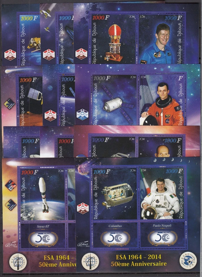 PK26639/DJIBOUTI - CONQUISTA ESPACIAL - JUEGO COMPLETO DE 20 HOJAS DE RECUERDO MNH COMO NUEVAS Foto 2 de 2