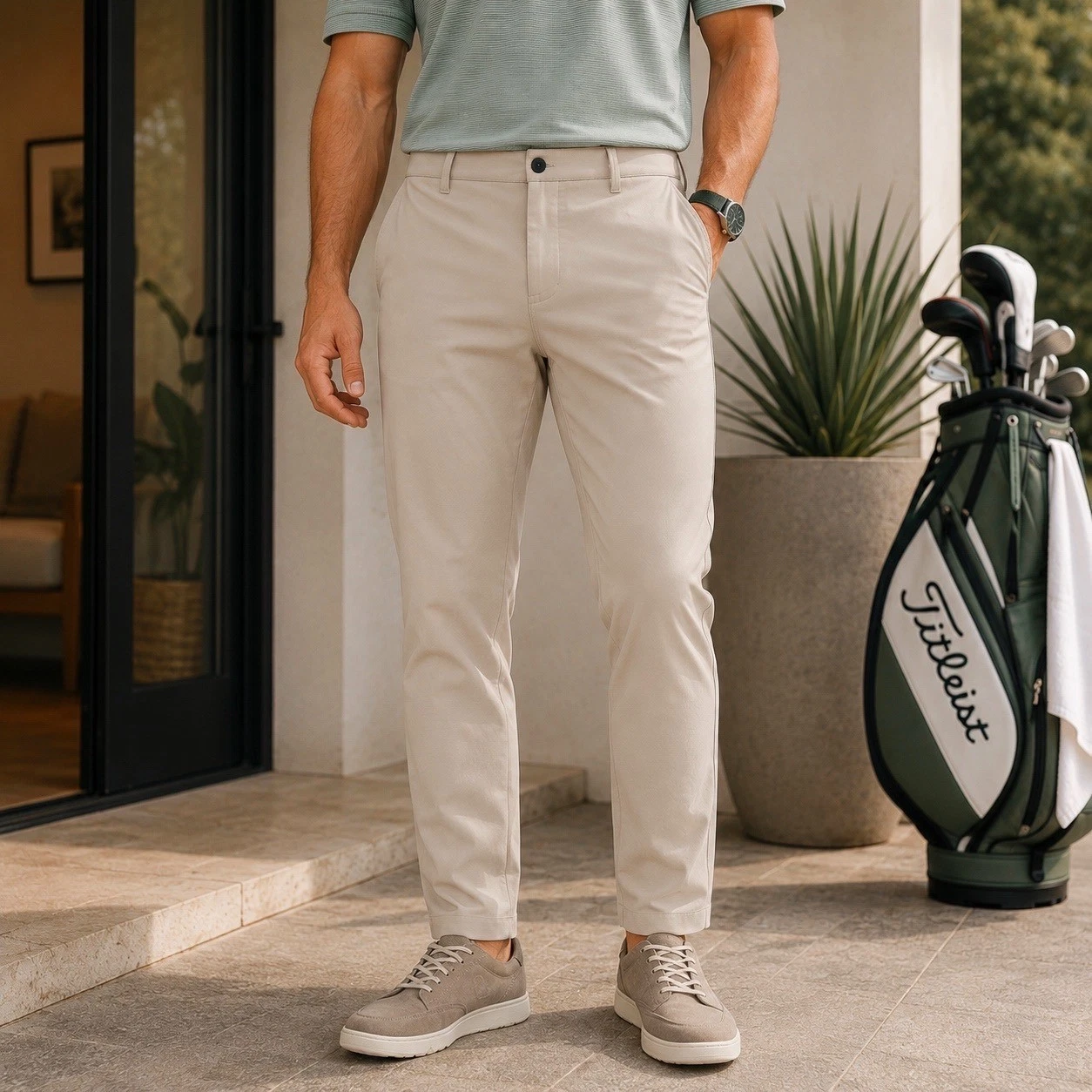 Banana Republic Golf Pants Mens 40x29 Straight Performance Traveler Khaki Tan