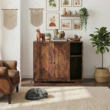 Litter Box Enclosure Cat Cabinet with Power Outlet and Scratching Mat End Table