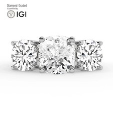 Cushion Diamond Trilogy Ring Platinum Labgrown 9.20 Ct Solitaire