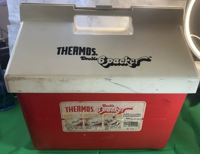 Double 6 Packer Thermos Cooler Vintage Model No. 7714 Red 12 Qt