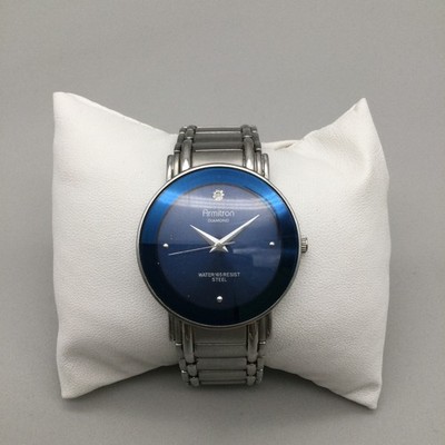 Armitron Diamond Watch Men 36mm Blue Dial Silver Tone  display picture 2