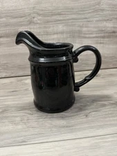 Black With Blue Speckle Pitcher Vase With Handle One Of A Kind Ship Vintage