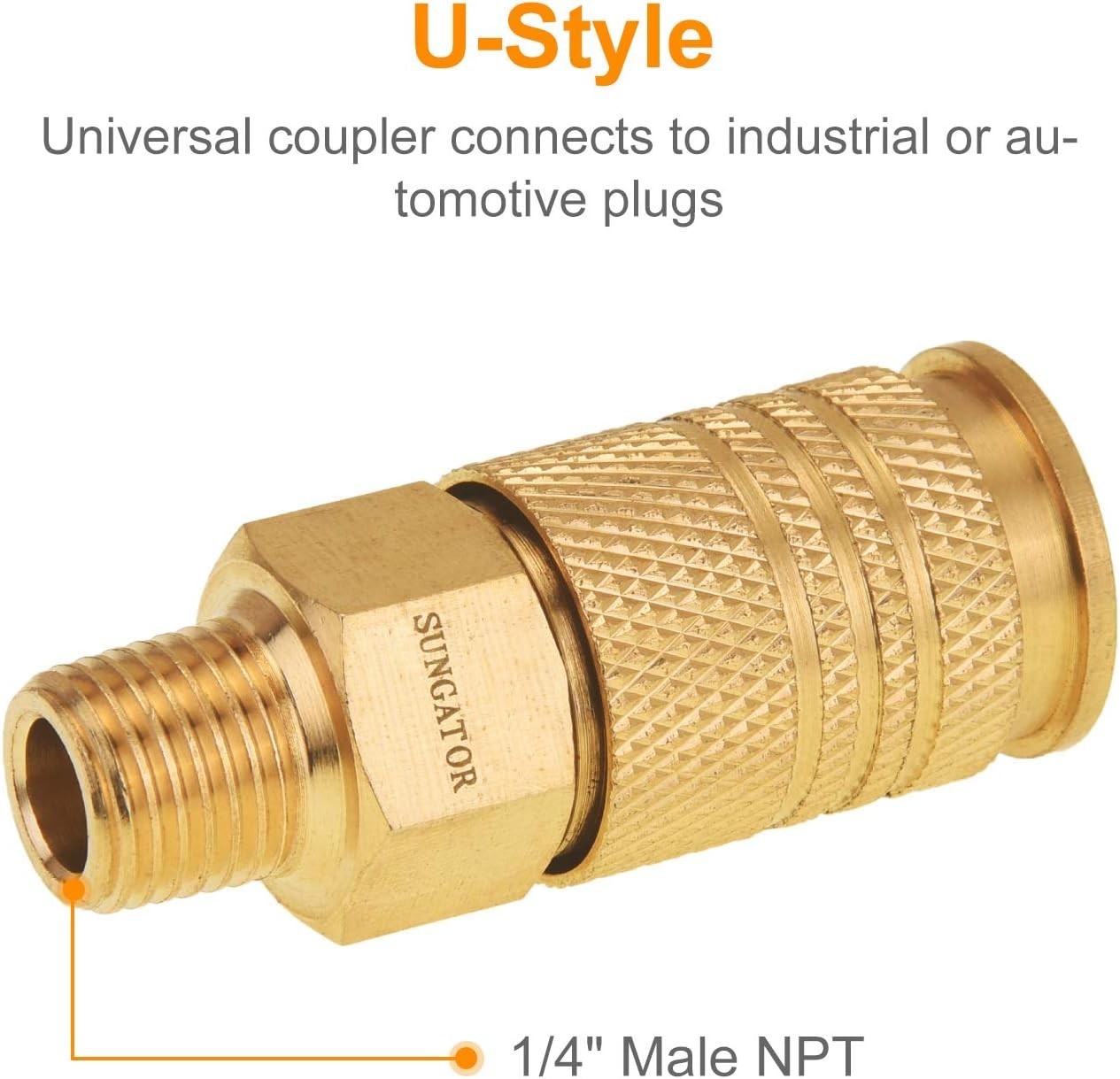 SUNGATOR Air Hose Fittings 1/4" NPT, 16-Piece Solid Brass Quick Connect Air Line