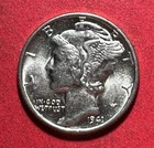 1941 Choice Uncirculated US Mercury SILVER Dime "Philadelphia" FSB! Old Coin!