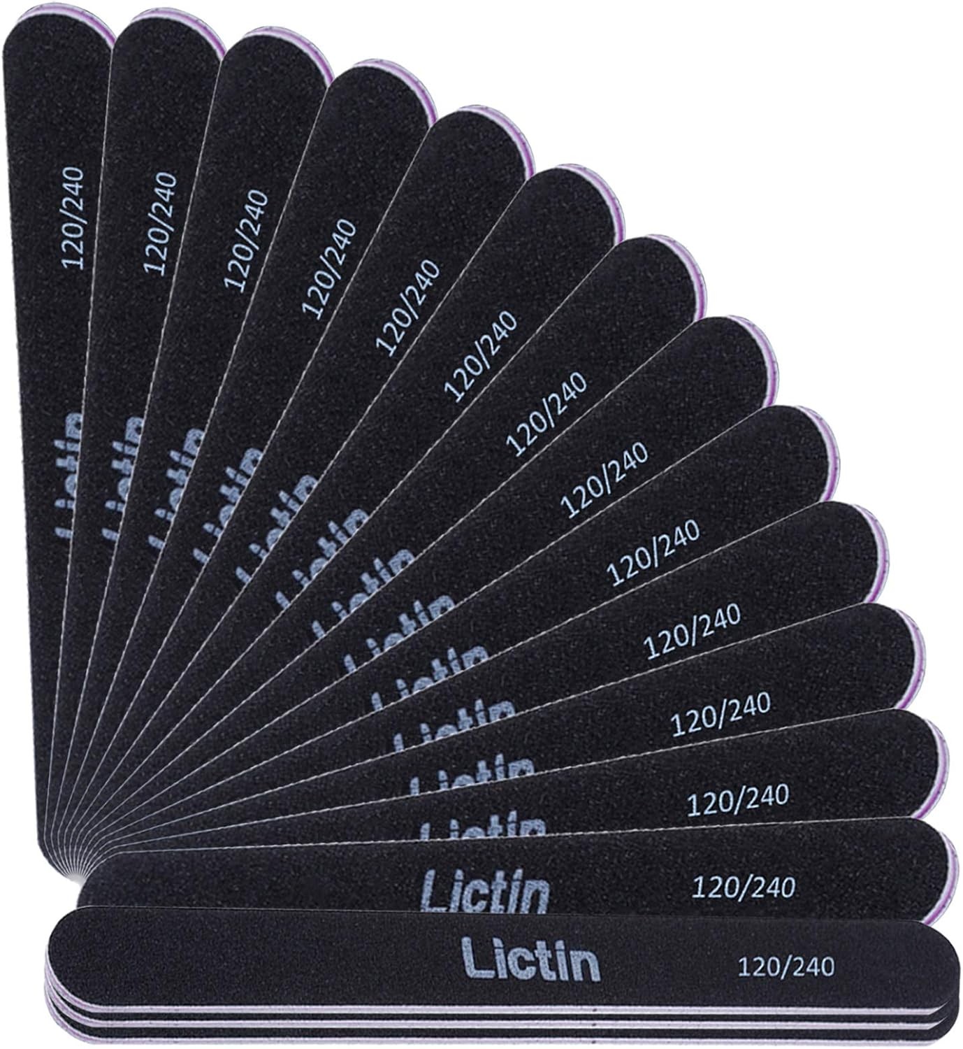 Lictin Pack of 16 Professional Nail Files Double Sided Emery Board (120/240 Gri