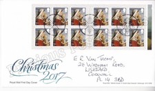 GB ROYAL MAIL FDC FIRST DAY COVER BOOKLET LX56 2017 CHRISTMAS STAMPS HANDWRITTEN