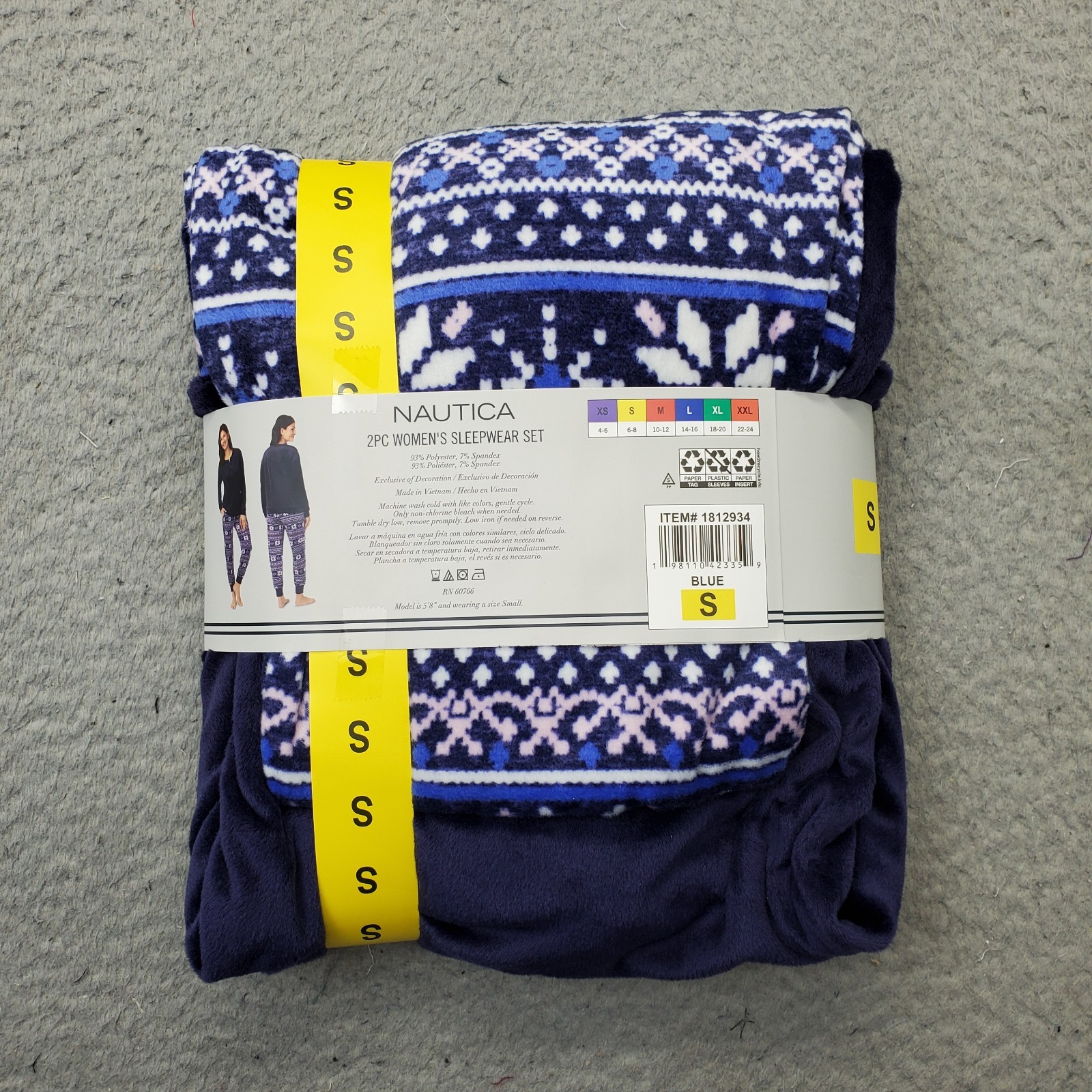 Nautica 2Pc Sleepwear Set Womens Small Multi Silky Stretch Fleece Button Front image 2