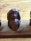 Vtg Netsuke Japanese Hand Carved Monkeys Sculpture Round Wise Monkeys mounted — photo 5