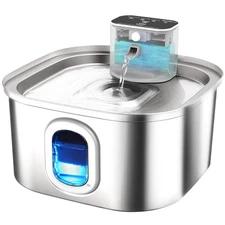 Wireless Cat Water Fountain Cordless 3.2L/108oz Stainless Steel Pet Fountain