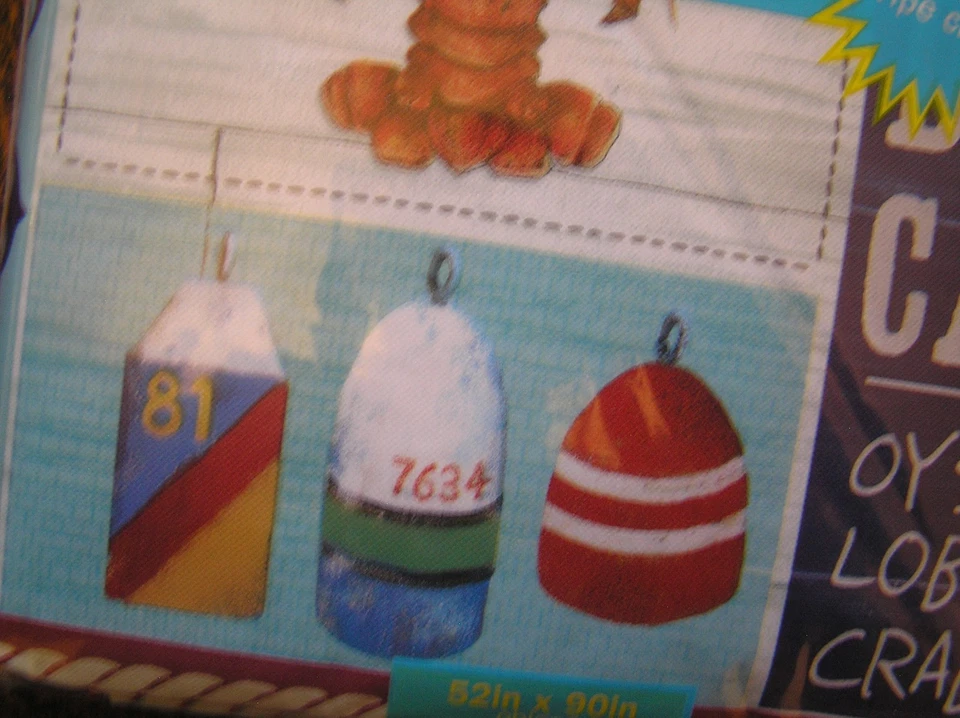 Elrene Home Summer Fun 52x90" NAUTICAL SEAFOOD Vinyl Tablecloth Olefin Back~~NIP - Image 2 of 4