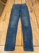 Fantastic LEVI'S 721 Faded Blue Denim "High Rise Skinny" Stretchy JEANS, 27"