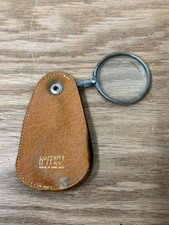 Hoffritz NY Pocket Magnifying Glass VTG 1960-70s Made in England Leather Case