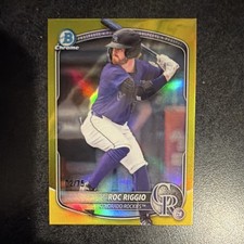 2025 Bowman Draft Topps Roc Riggio Yellow Refractor /75 Colorado Rockies BDC-19