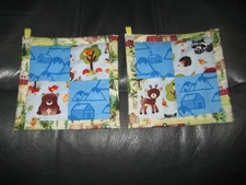 Camping in the Mountain Woods Handmade Kitchen Potholder Set of 2