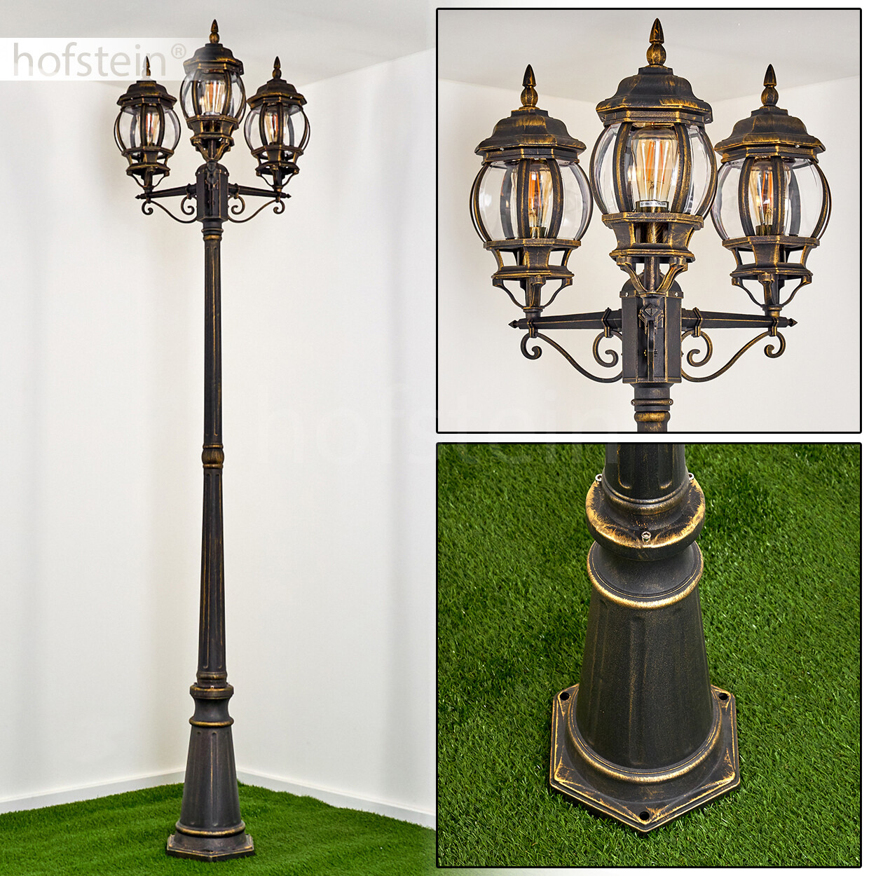 Lampade da terra da esterno marrone e oro