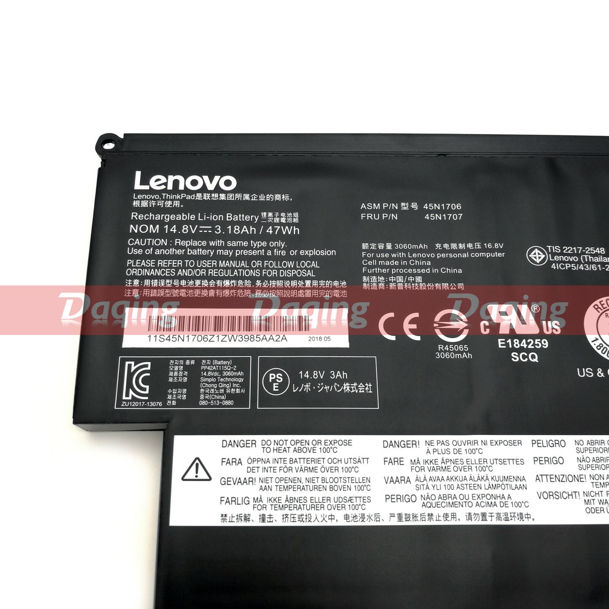 New Original 45N1704 45N1705 45N1706 45N1707 Battery for Lenovo