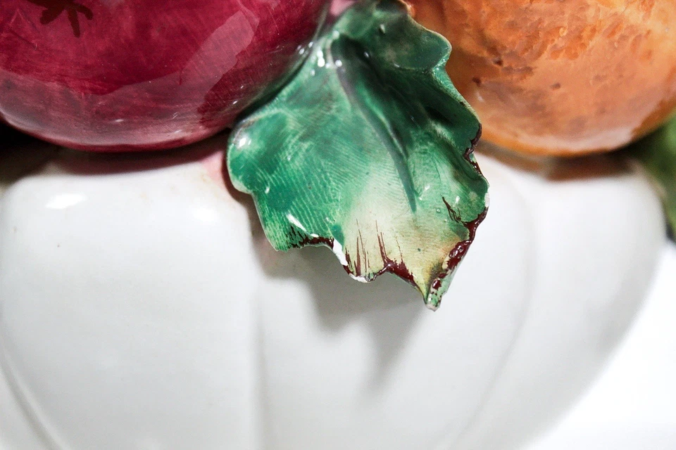 Vintage Made In ITALY Hand Painted Ceramic Fruit Topiary Figure Centerpiece - Image 3 of 4