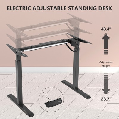Electric Height Width Adjustable Standing Desk Frame Single