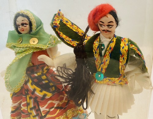 Vintage Greece Tsolias Fustanella Traditional Folk Greek Doll Set of 2 - Picture 6 of 16