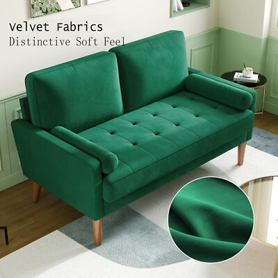 121 cm Samt Kleines Sofa Loveseat Gepolsterte Couch für Räume 2-Sitzer Couches