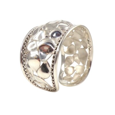 Michael Dawkins Sterling Silver Flower Large Cuff Bracelet