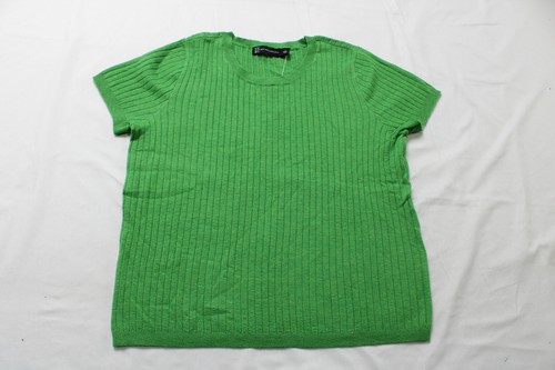 New York & Company Women's Ribbed Crew Neck Sweater Tee EJ3 Green Large NWT