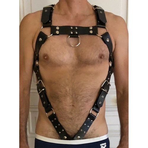 Men's Leather Strap Bondage Gothic Harness Bdsm Buckles Costume Suspenders Belts - Picture 2 of 9