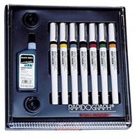 7 Artist Pens, Arts And Crafts Markers Rapidograph Colored Stainless Steel Set on sale 7 Artist Pens, Arts And Crafts Markers Rapidograph Colored Stainless Steel Set on sale