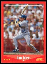 1988 Score Baseball Card John Moses Seattle Mariners #309