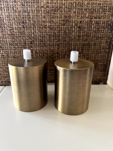 2 Pair West Elm 2 Inch Cylinder Finials For Oversized Curtain Rod Antique Brass