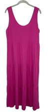 J Crew Women’s Hot Pink Tiered Sleeveless 100% Cotton Midi Dress Size Large