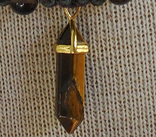 Tigers Eye Double Terminated Point Adjustable Hemp Necklace w Agate Smoky Quartz - Bild 7 von 7