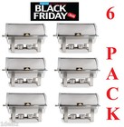 6 Pack Full Kit 8 Qt Deluxe Roll Top Chafer Stainless Chafing Dish Fast Ship