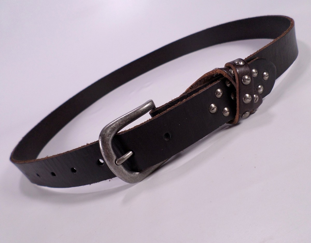 Studded Leather Belt Large 34 36 38 Screw Head Brown | eBay