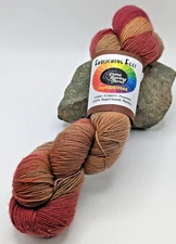 1 SKEIN FROLICKING FEET 100% SUPERWASH MERINO SOCK YARN IN COLOR COPPER PENNIES