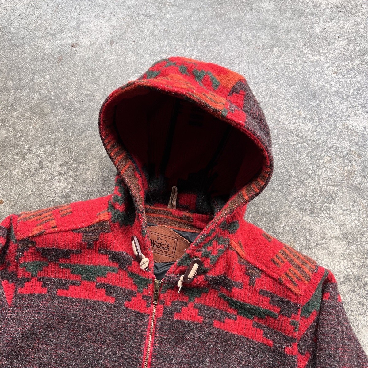 Vintage 90s Woolrich Wool Aztec Print Zip Up Jacket Womens Size
