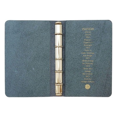 PLOTTER 5015 5-Ring Leather Binder Bridle Blue Mini 5 Size