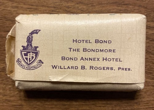 Vintage 1940s Advertising Hotel Bond Room Soap Bar Unused Lux Toilet Soap C19