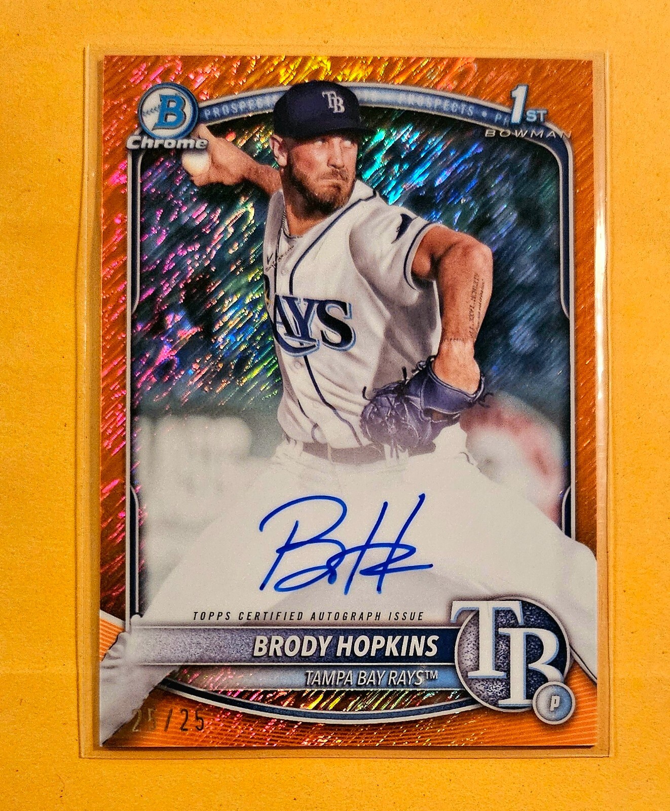 2025 Bowman Chrome BRODY HOPKINS 1st Auto ORANGE 25/25 🔥BOOKEND🔥 Tampa Bay