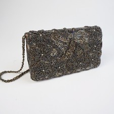 Faux Pearl Theatre Bag/Clutch Black 70s/80s Vintage.