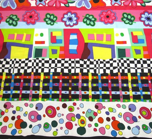 HotFlash Doss & Schuster Freespirit 1yd Flowers Geometric Colorful Groovy Vibe - Picture 4 of 5