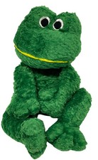 Snuggie Toy Green FROG 12" Floppy Plush Embroidered Eyes Yellow Mouth Stuffed