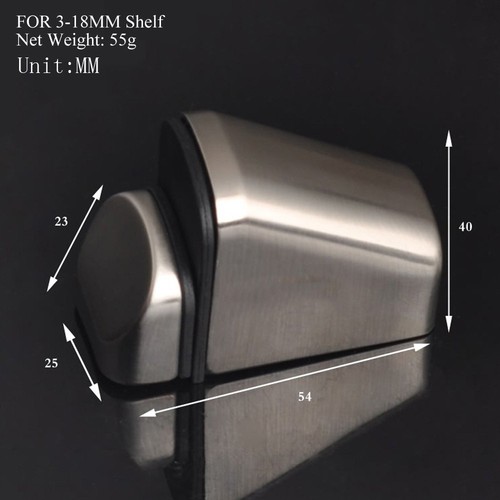 Adjustable Wood Glass Shelf Support Bracket Holder Wall Mount Brushed/Chrome - Picture 3 of 7