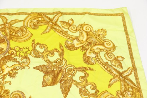 Versace Atelier Silk Medusa Scarf (35" W 35" L) - Yellow/Gold - Picture 8 of 14